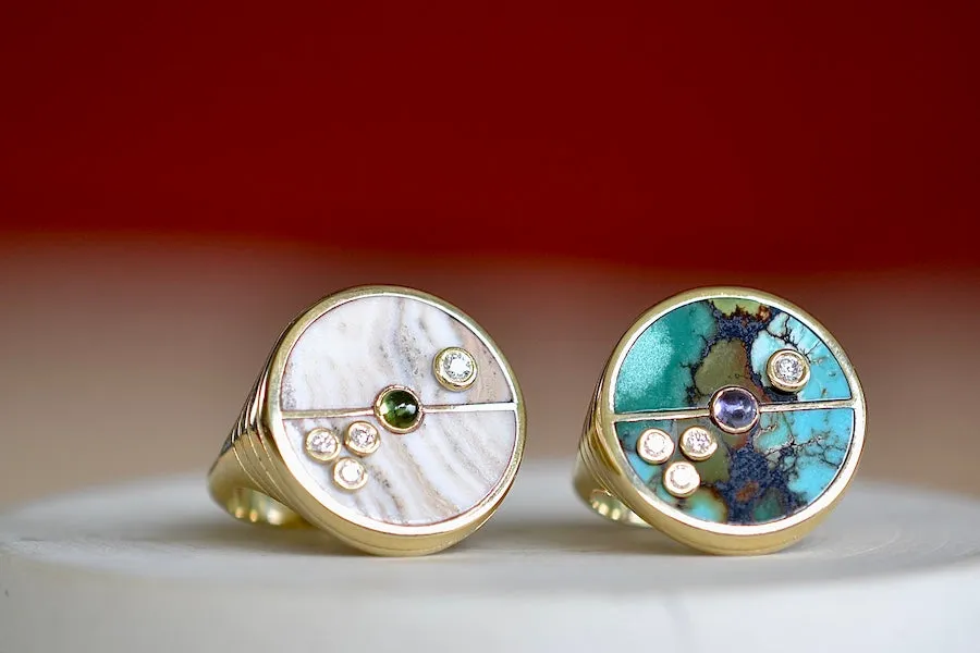 Compass Signet Ring in Turquoise