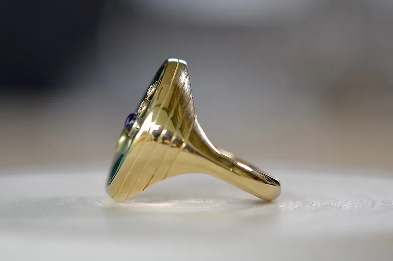 Compass Signet Ring in Turquoise