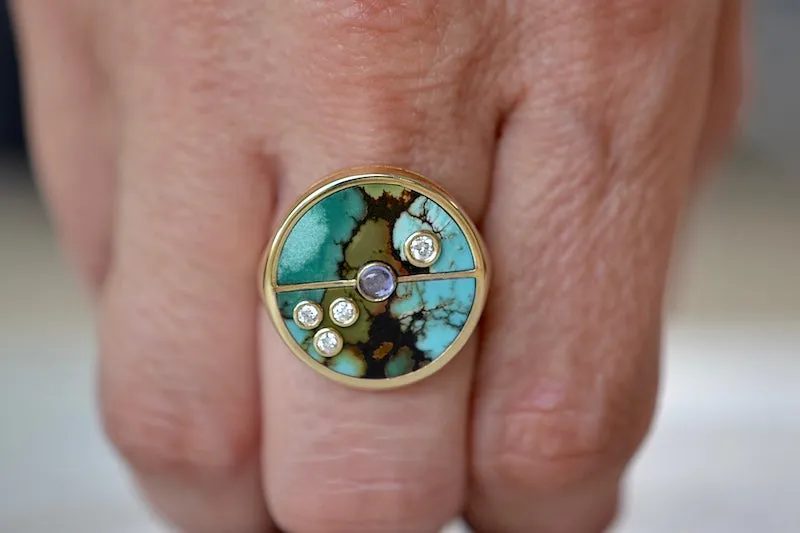 Compass Signet Ring in Turquoise