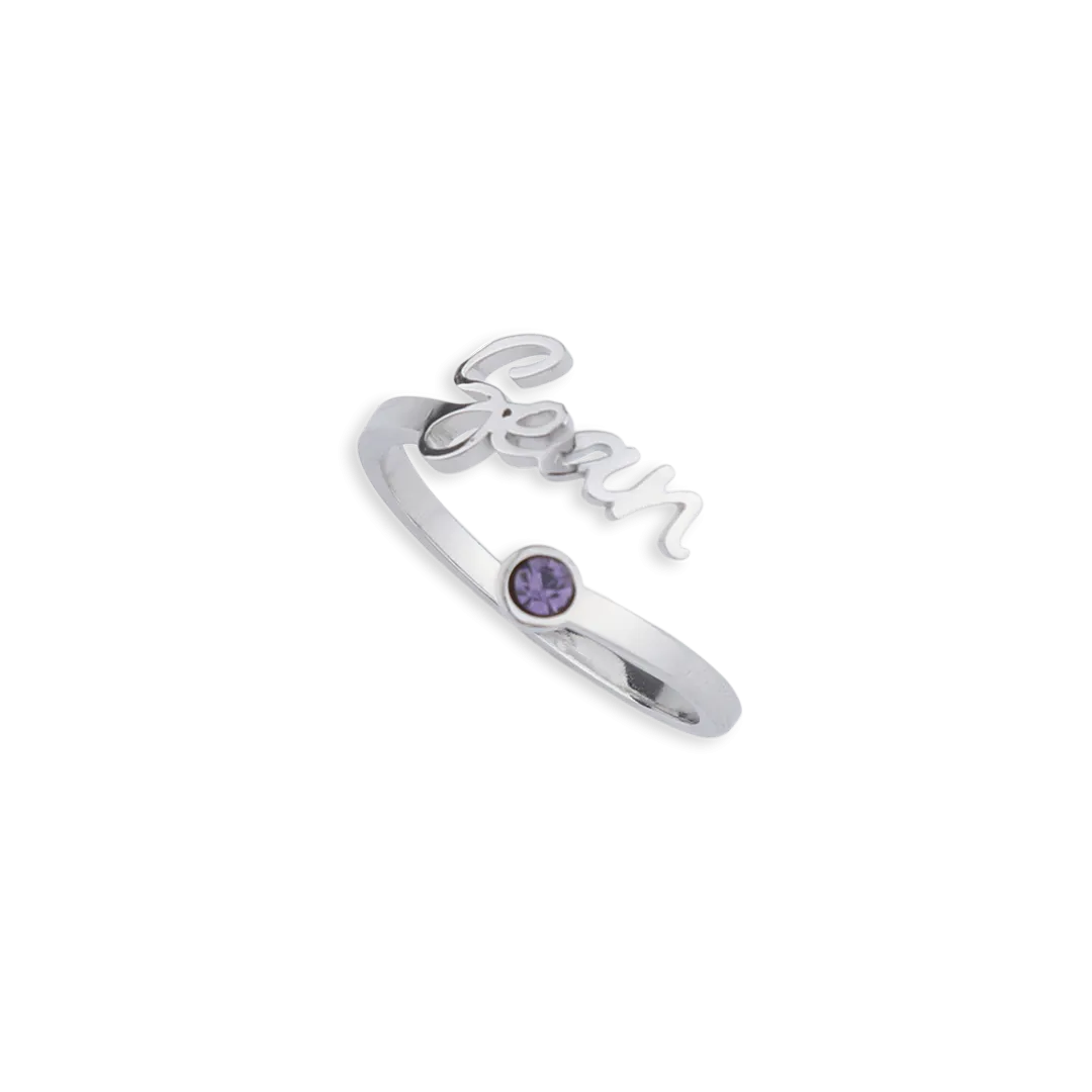 Custom Birthstone Name Ring