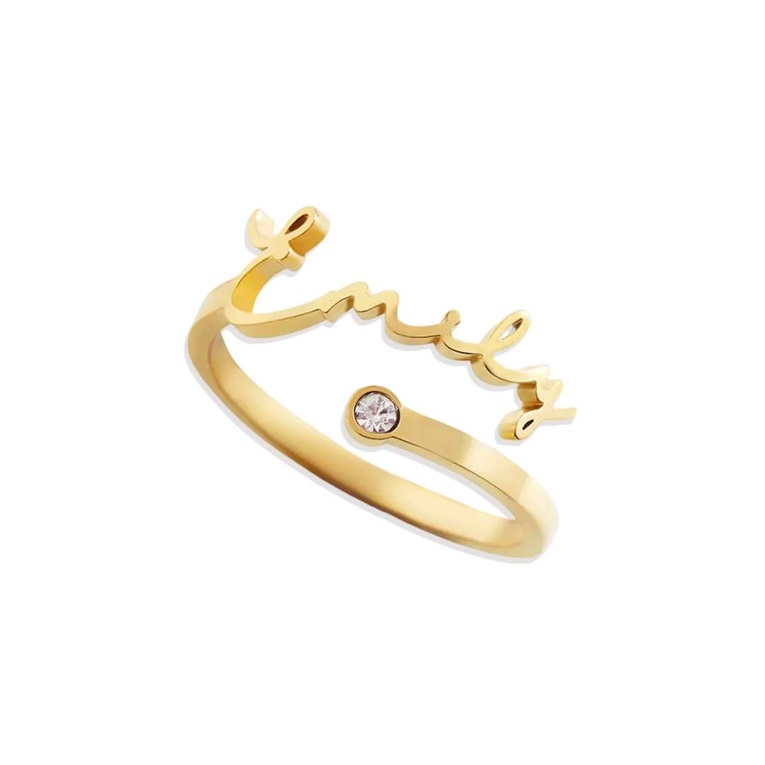 Custom Birthstone Name Ring