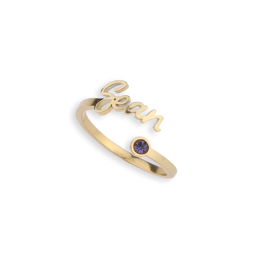Custom Birthstone Name Ring