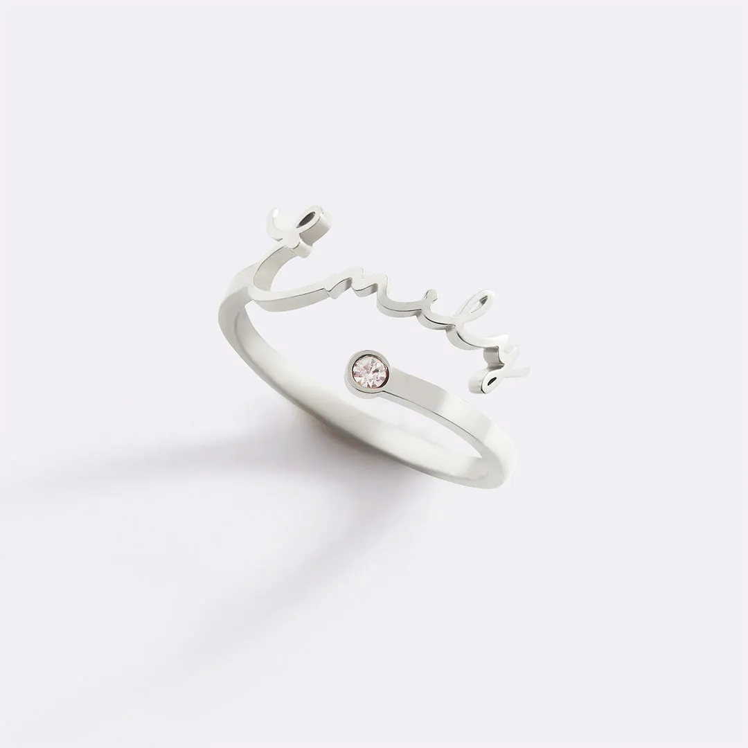 Custom Birthstone Name Ring