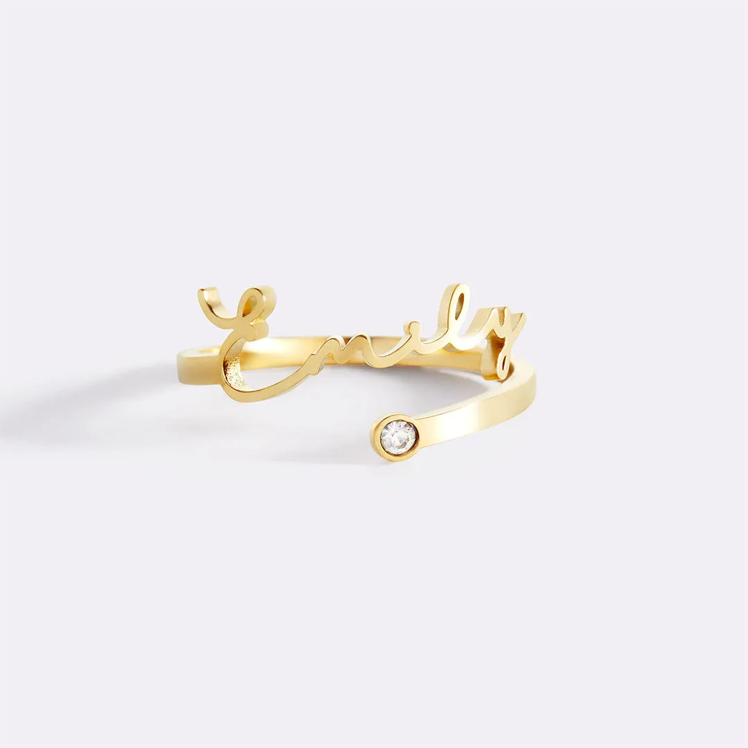 Custom Birthstone Name Ring