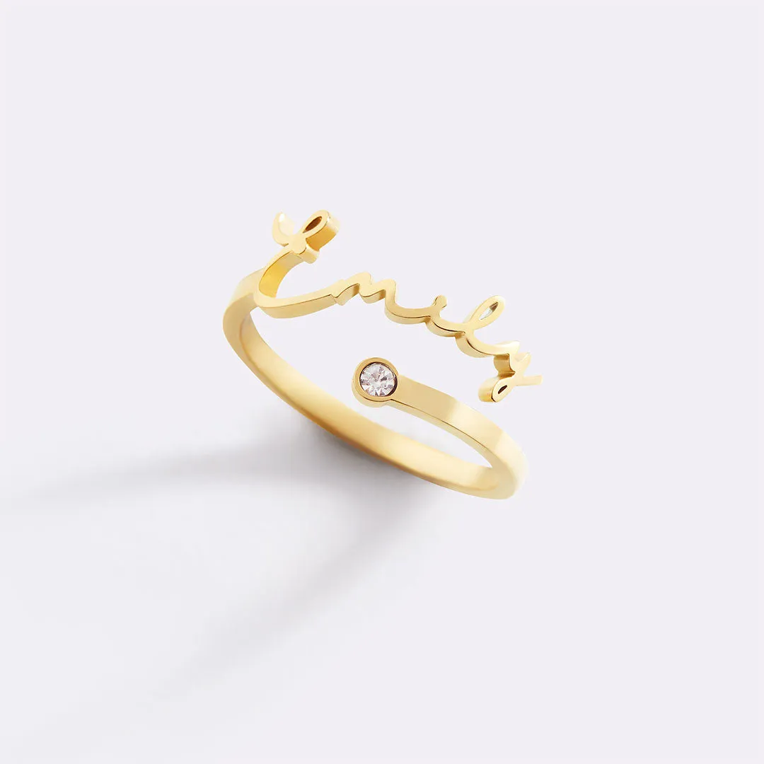 Custom Birthstone Name Ring