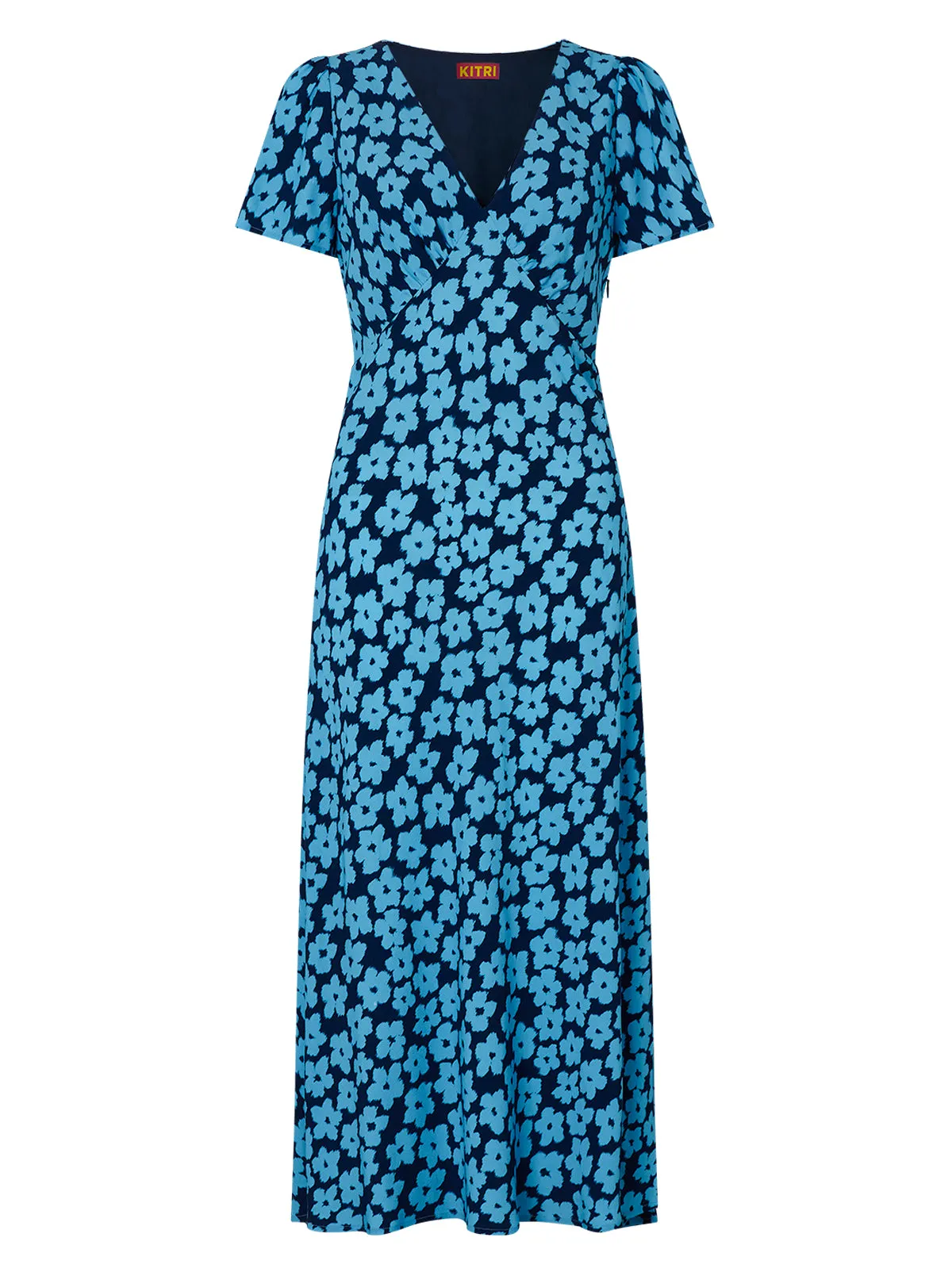 Effie Blue Blurred Floral Midi Dress