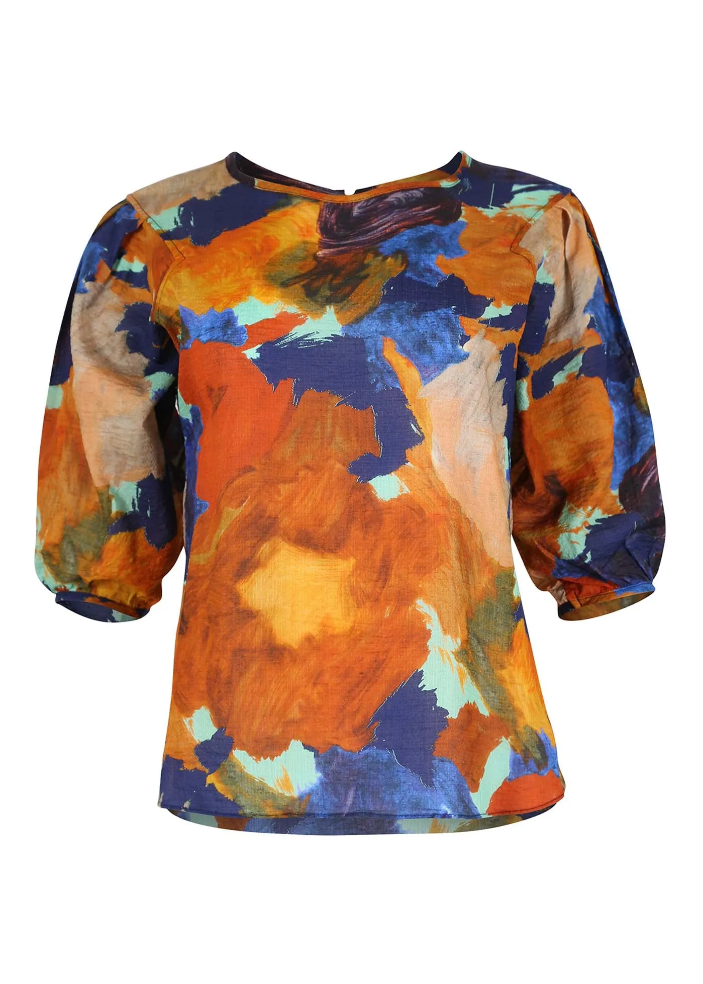 Fiorella Blouse Earth in Seersucker