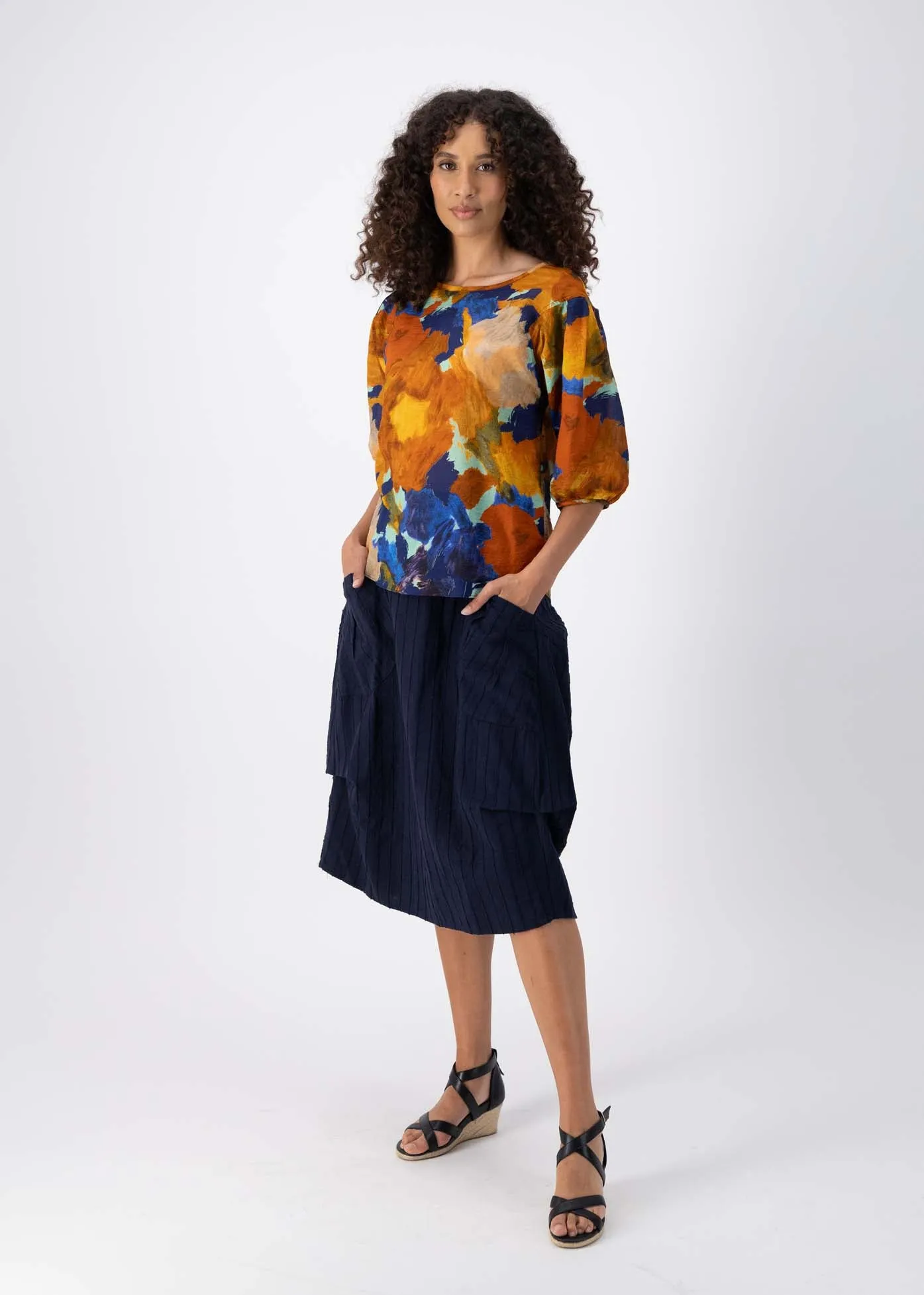 Fiorella Blouse Earth in Seersucker