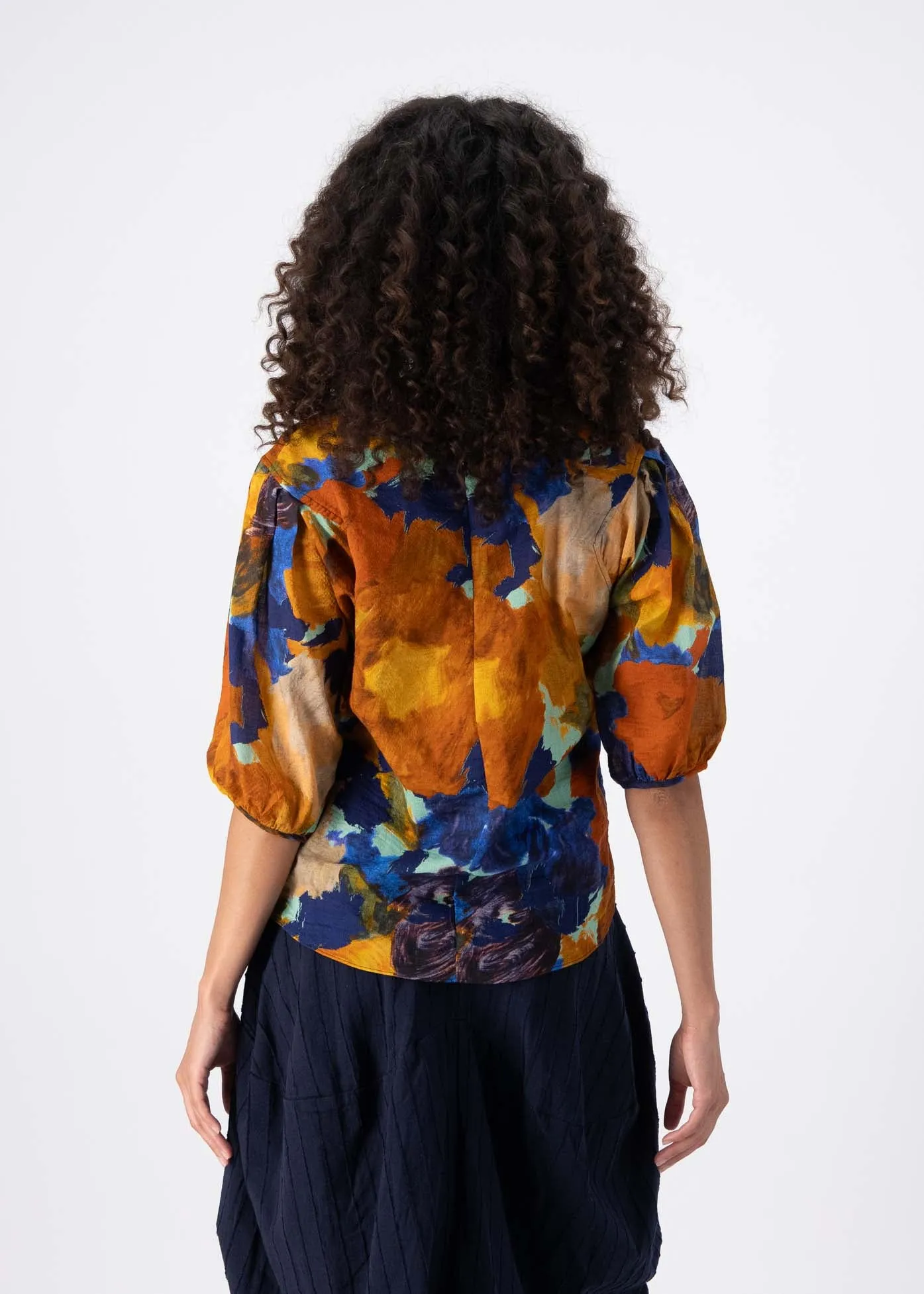 Fiorella Blouse Earth in Seersucker