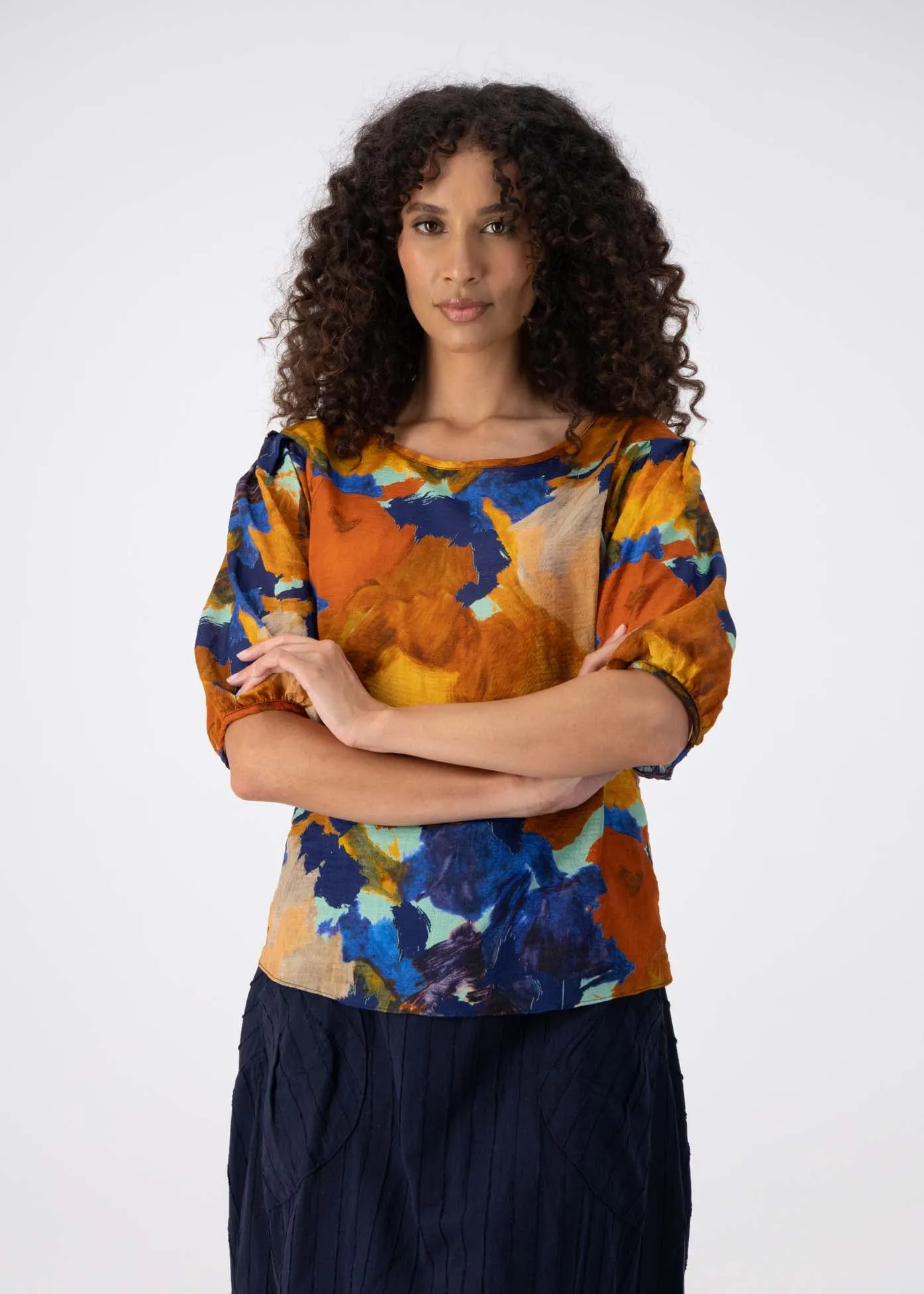 Fiorella Blouse Earth in Seersucker