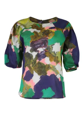 Fiorella Blouse Forest in Seersucker