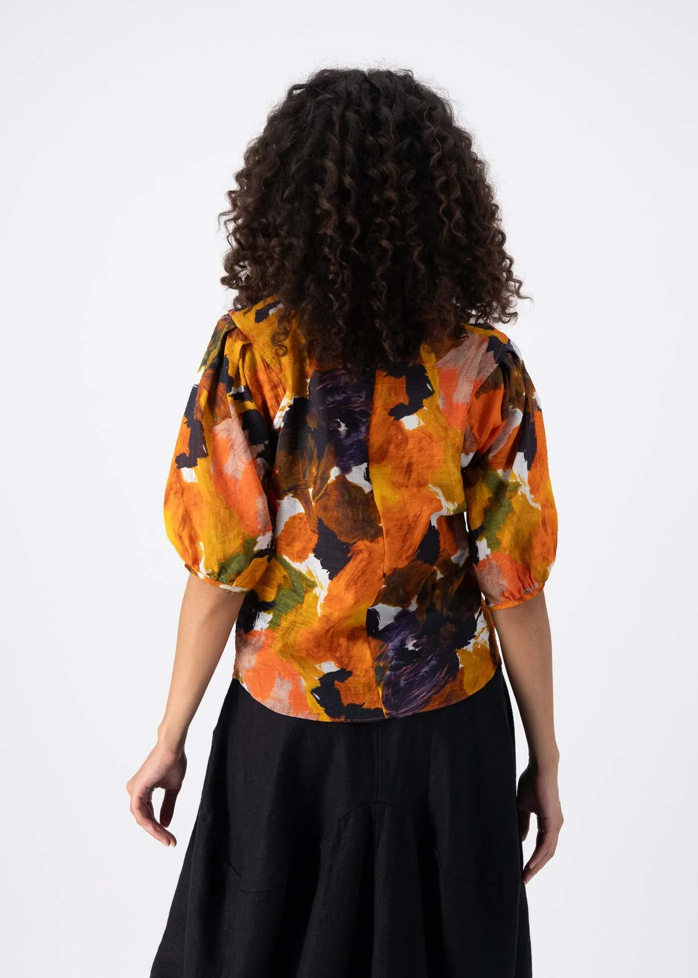 Fiorella Blouse Orange in Seersucker