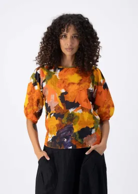 Fiorella Blouse Orange in Seersucker