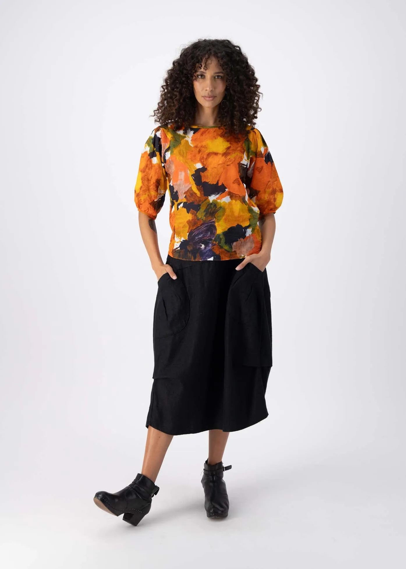 Fiorella Blouse Orange in Seersucker