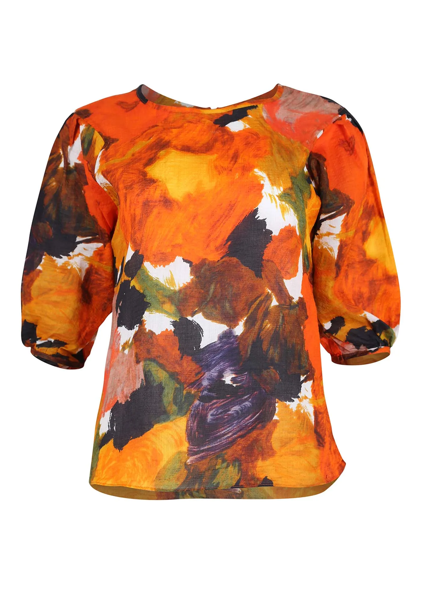 Fiorella Blouse Orange in Seersucker