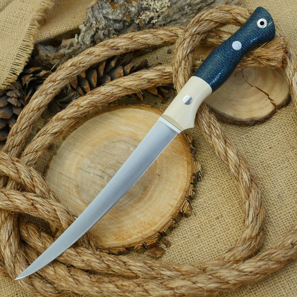 Fisherman: Navy Blue Burlap & Ivory Paper Bolster