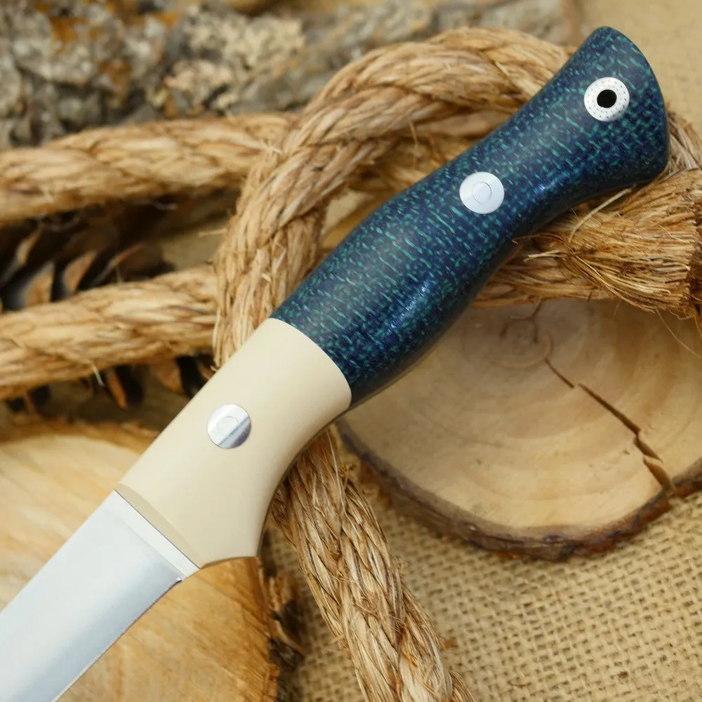 Fisherman: Navy Blue Burlap & Ivory Paper Bolster