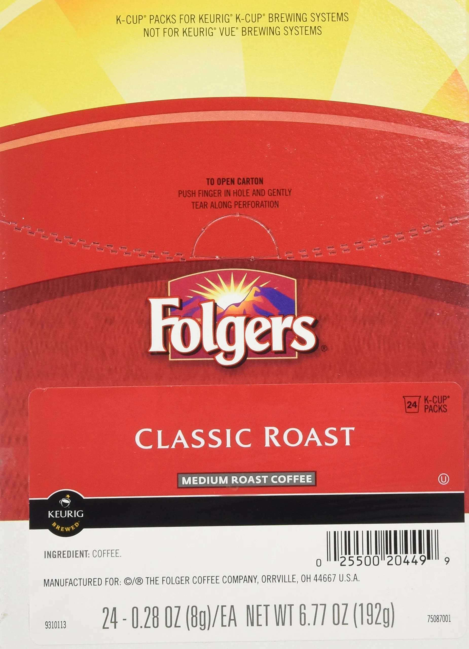 Folgers Gourmet Selections Classic Roast Coffee(Meduim Roast) Keurig K-Cups, 24 Count (Pack of 4)