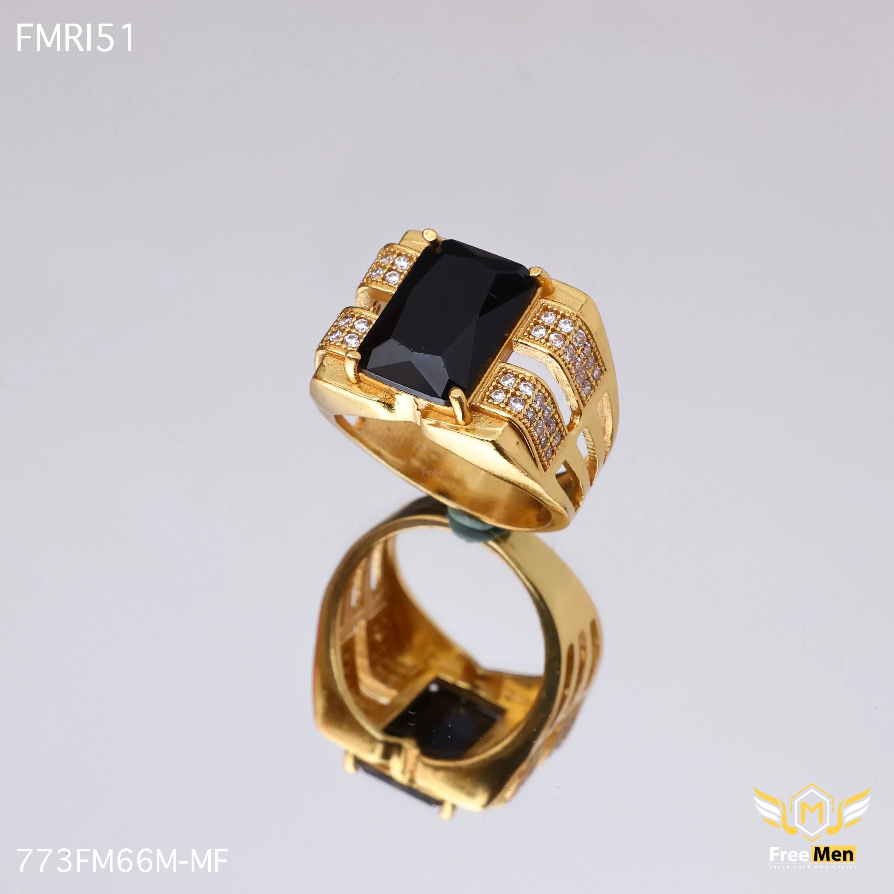 Freemen Beautiful blacken AD blazing Golden Ring - FMRI51