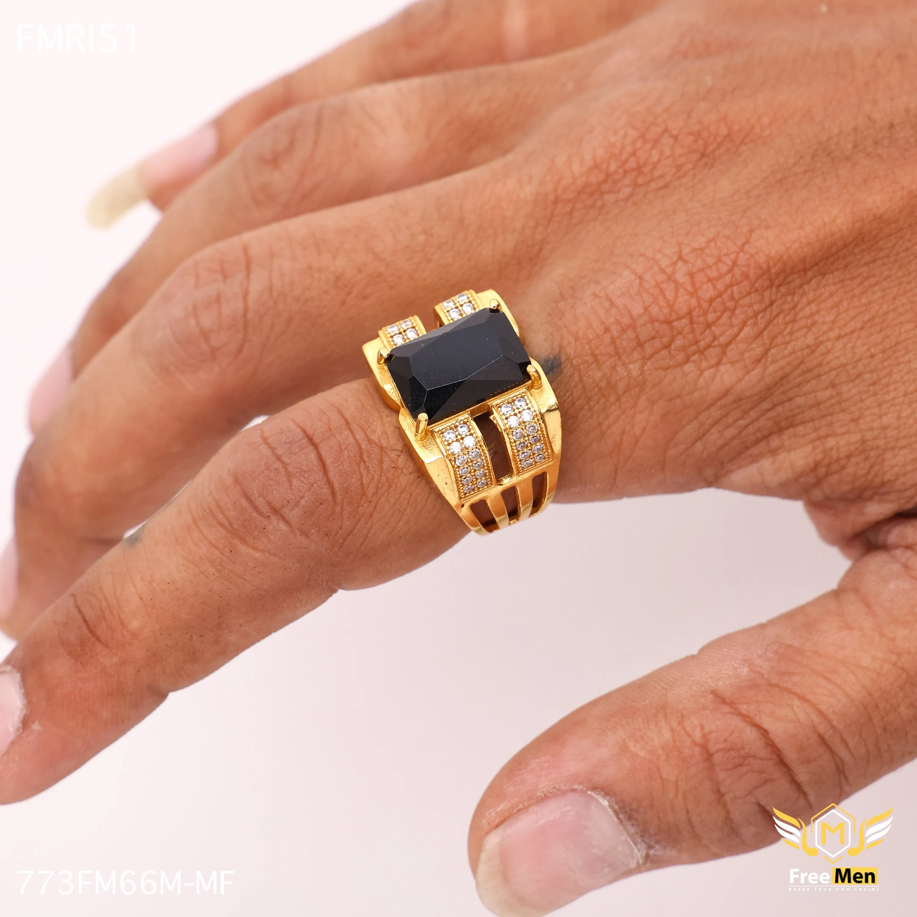 Freemen Beautiful blacken AD blazing Golden Ring - FMRI51