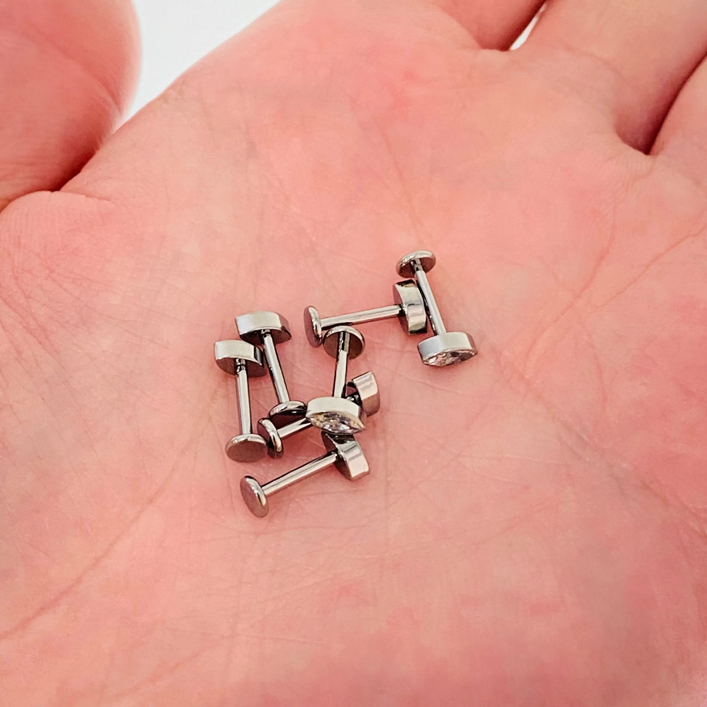 G23 Titanium Internally Threaded Marquise CZ Tragus Labret