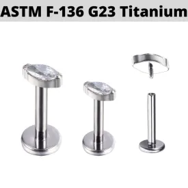 G23 Titanium Internally Threaded Marquise CZ Tragus Labret