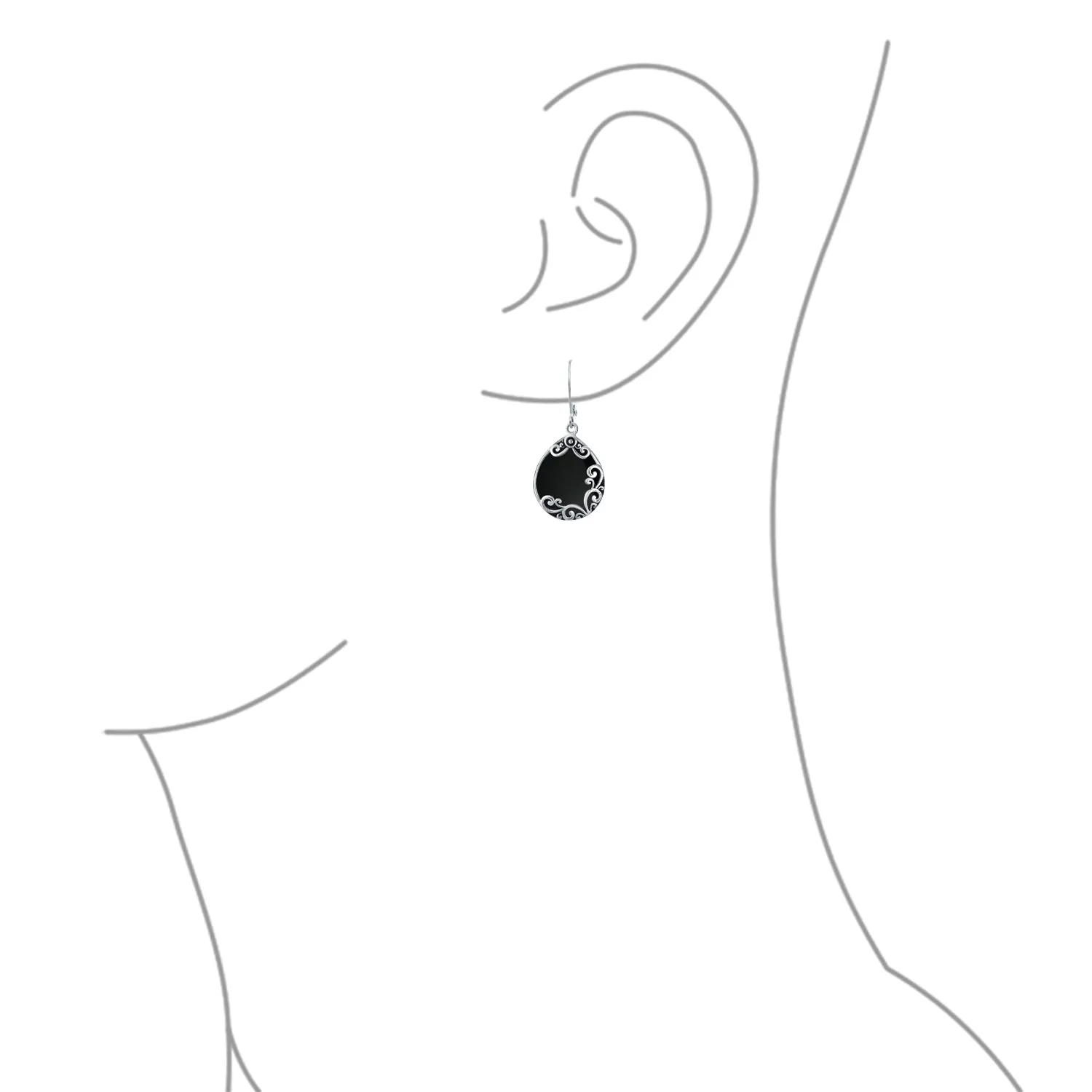 Gemstones Large Teardrop Filigree Scroll Western Earrings .925 Silver