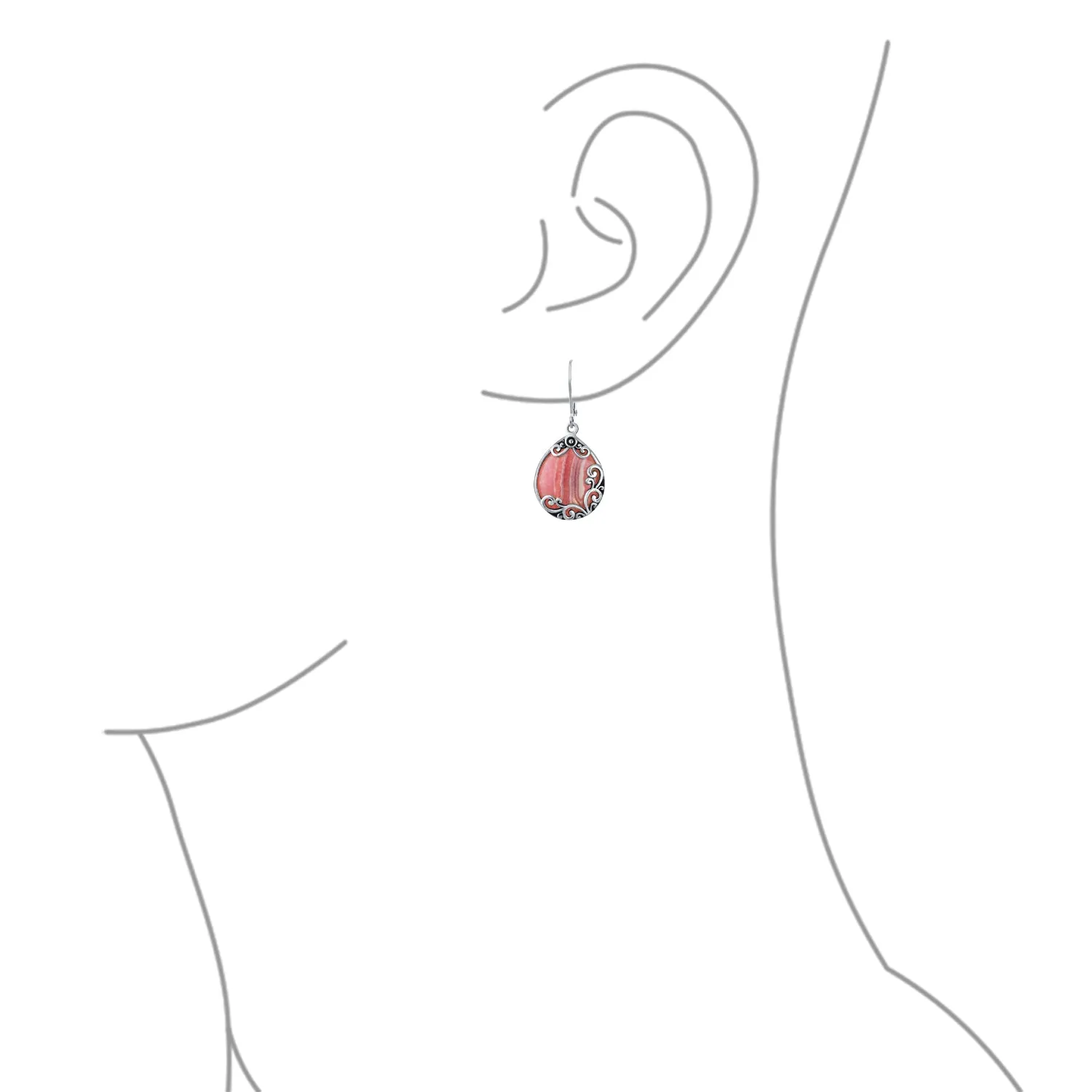 Gemstones Large Teardrop Filigree Scroll Western Earrings .925 Silver