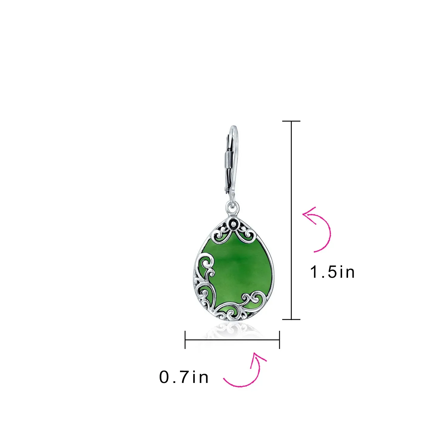 Gemstones Large Teardrop Filigree Scroll Western Earrings .925 Silver