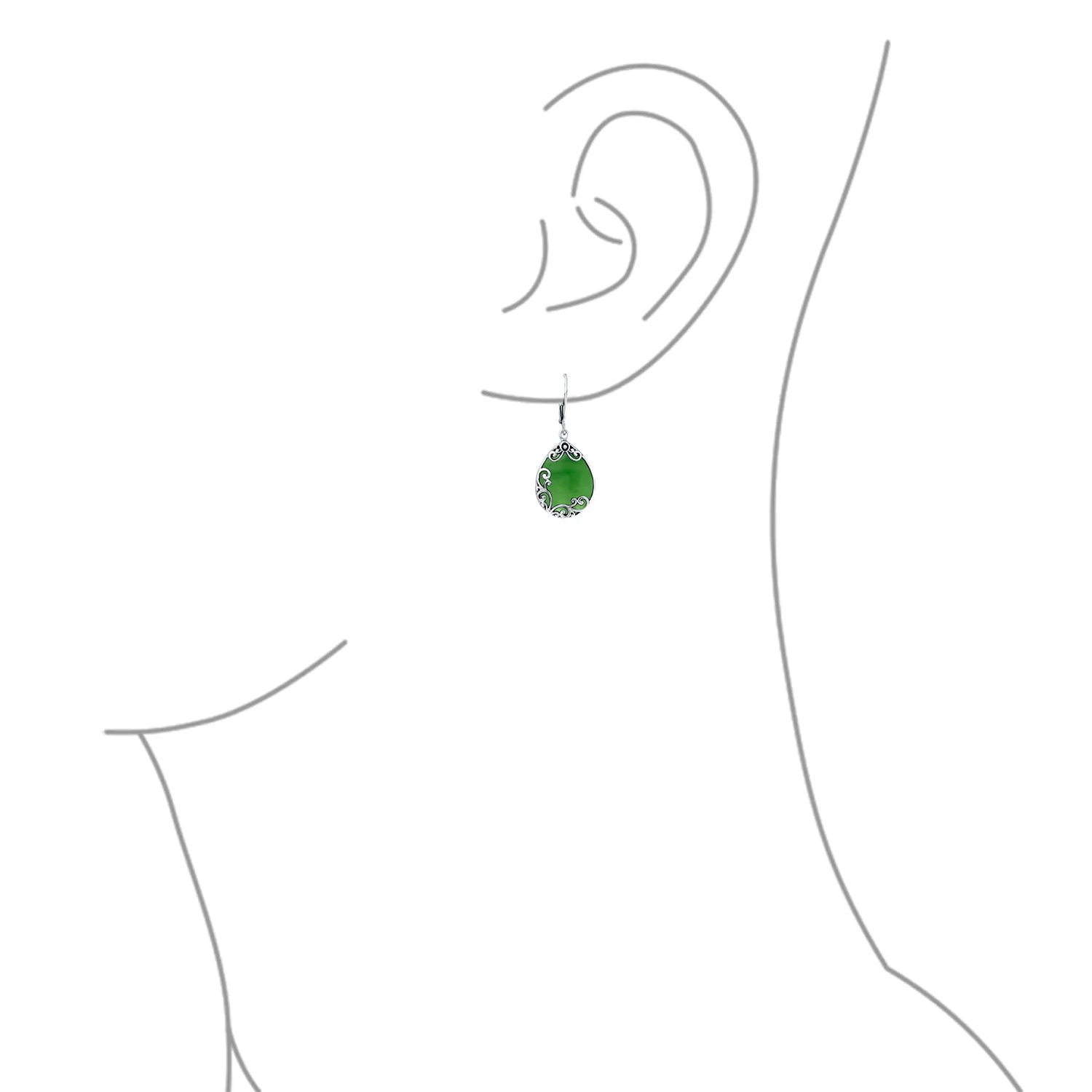 Gemstones Large Teardrop Filigree Scroll Western Earrings .925 Silver