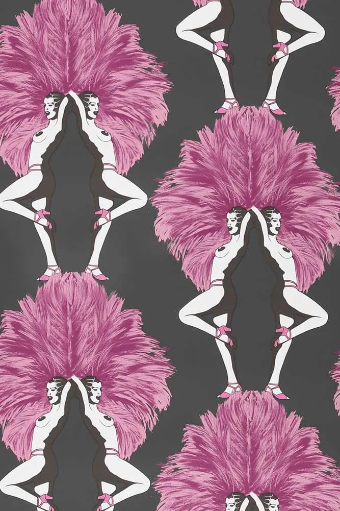 Graduate Collection Showgirl Black & Hot Pink Wallpaper