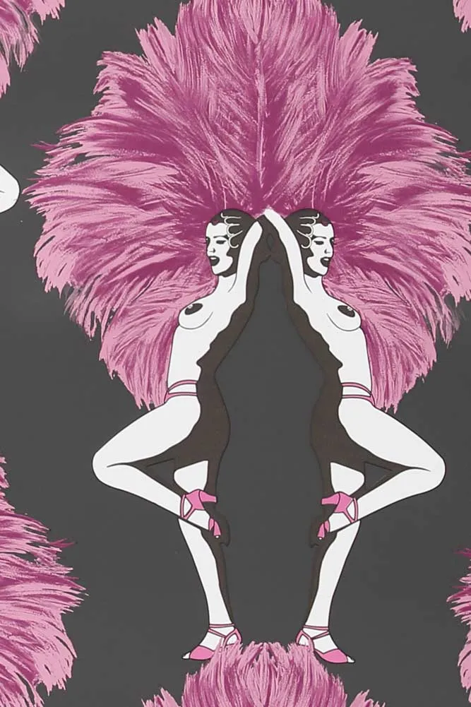 Graduate Collection Showgirl Black & Hot Pink Wallpaper