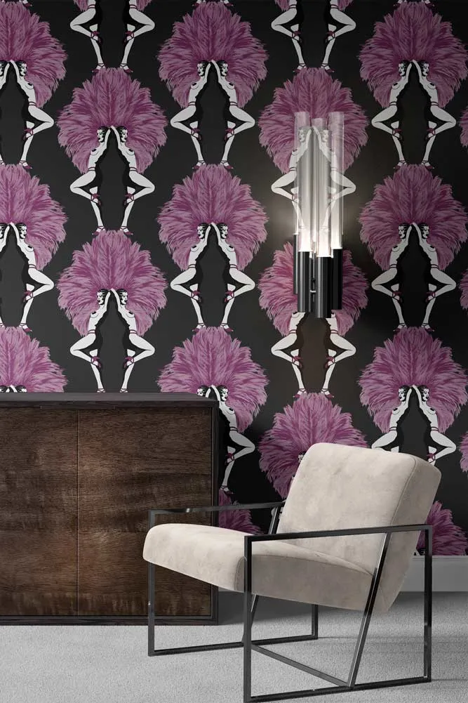Graduate Collection Showgirl Black & Hot Pink Wallpaper
