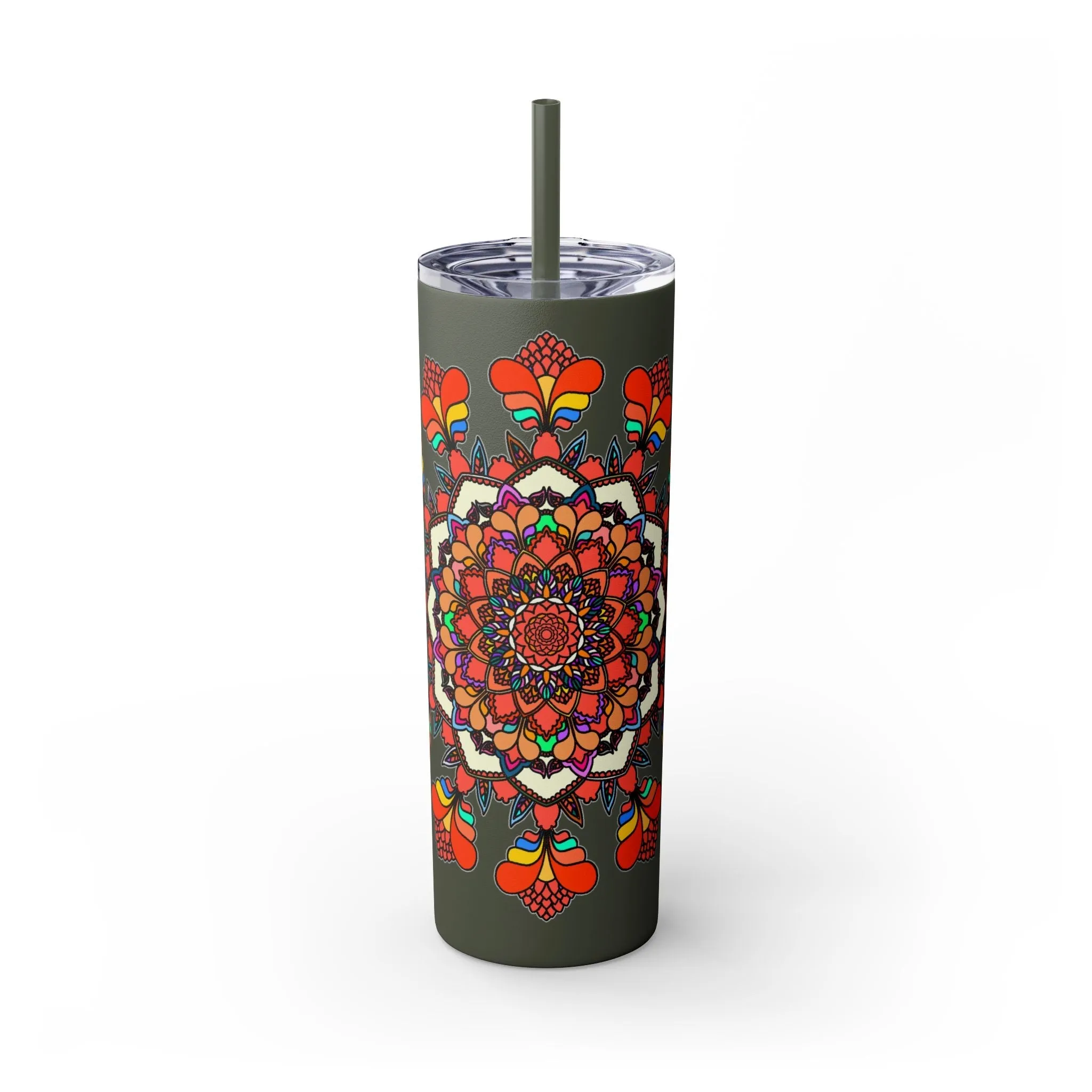 Handmade Mandala Design Skinny Tumbler 20oz - Hot/Cold - BPA-Free