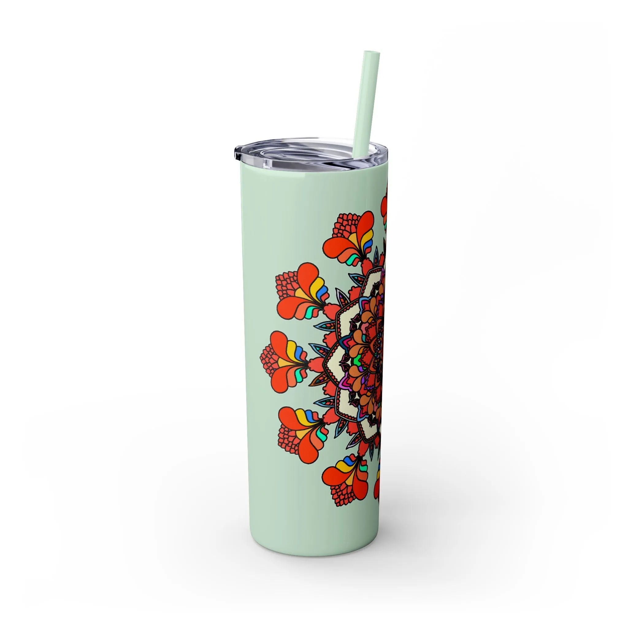 Handmade Mandala Design Skinny Tumbler 20oz - Hot/Cold - BPA-Free