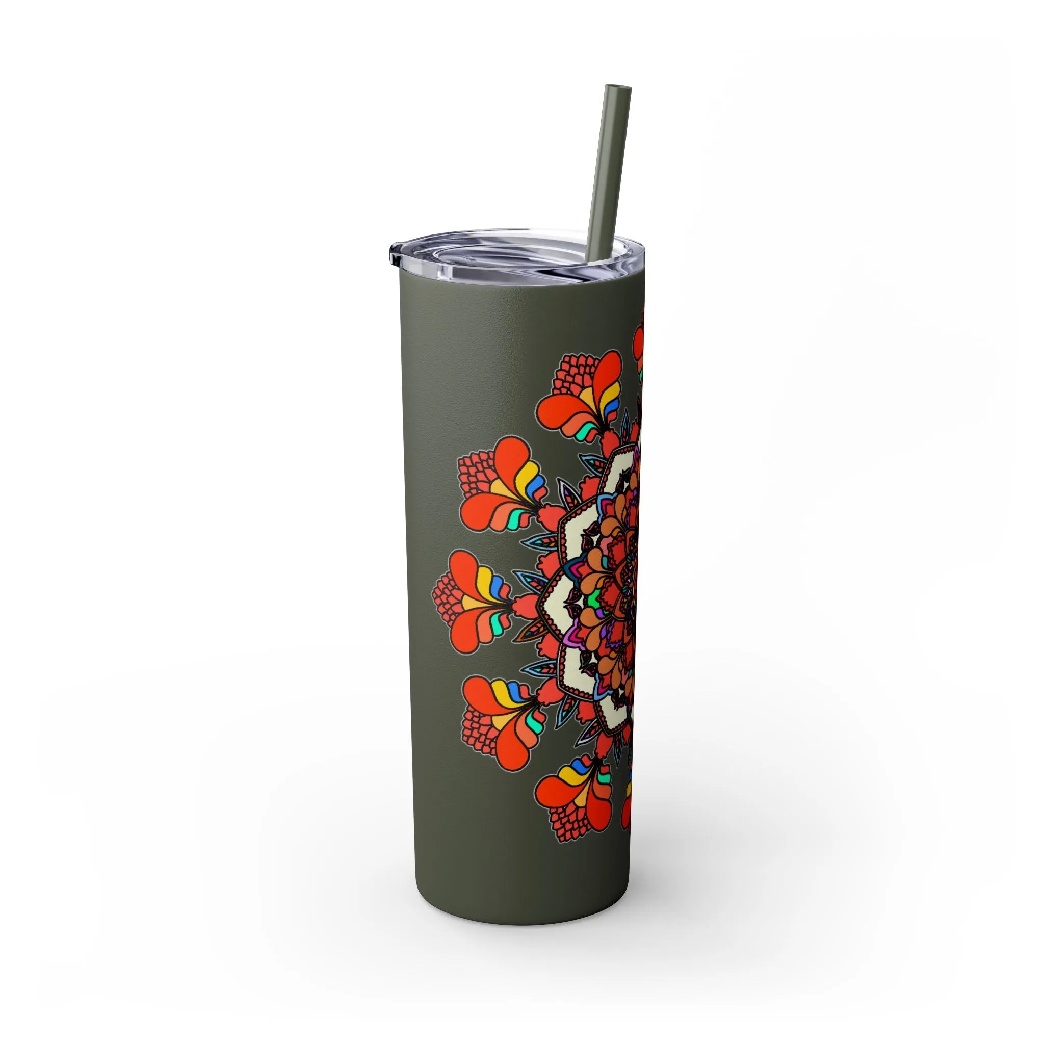 Handmade Mandala Design Skinny Tumbler 20oz - Hot/Cold - BPA-Free