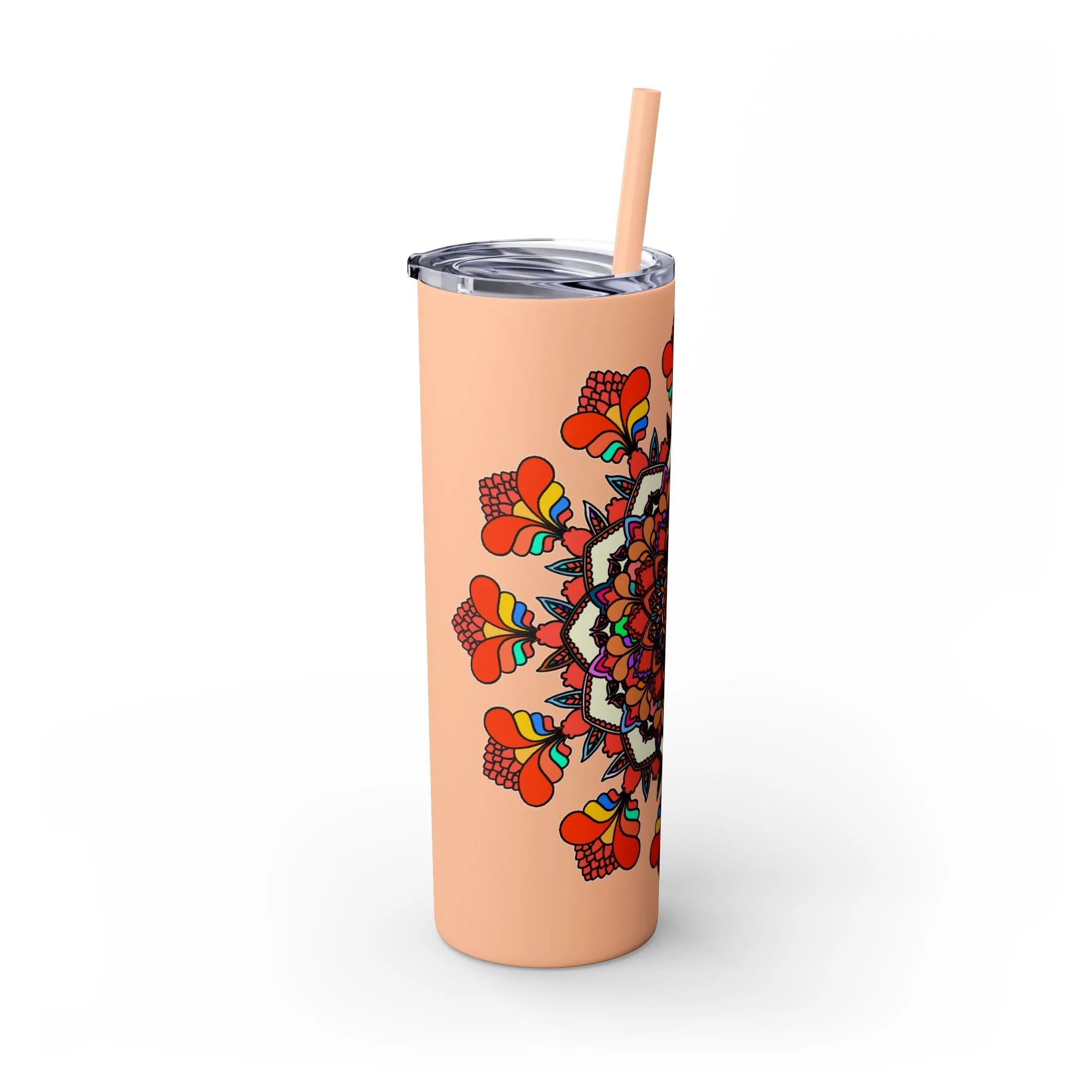 Handmade Mandala Design Skinny Tumbler 20oz - Hot/Cold - BPA-Free