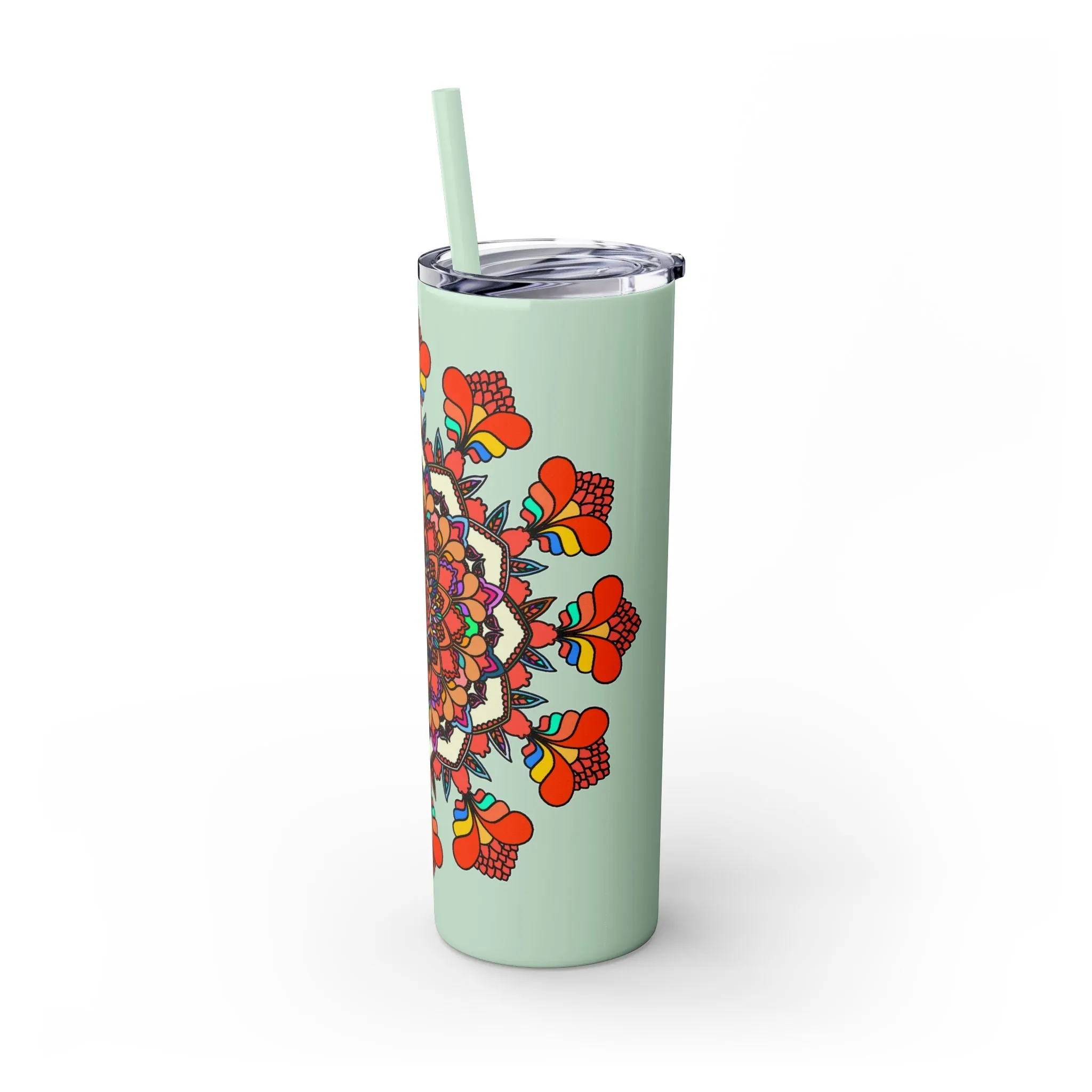 Handmade Mandala Design Skinny Tumbler 20oz - Hot/Cold - BPA-Free