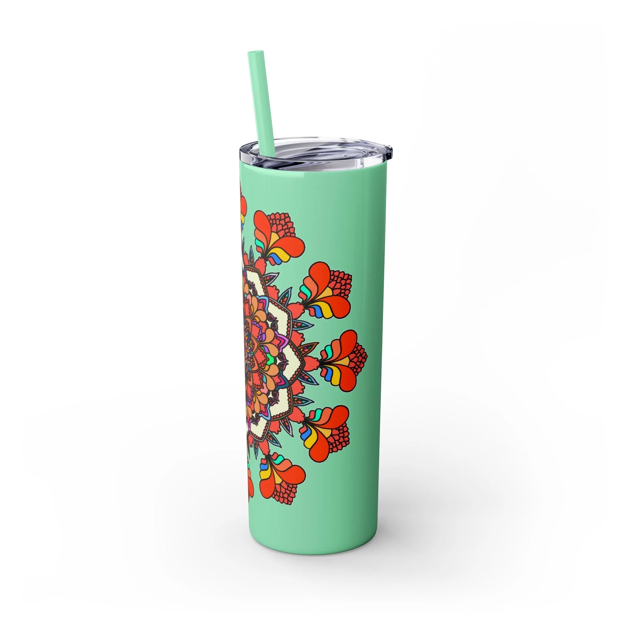 Handmade Mandala Design Skinny Tumbler 20oz - Hot/Cold - BPA-Free