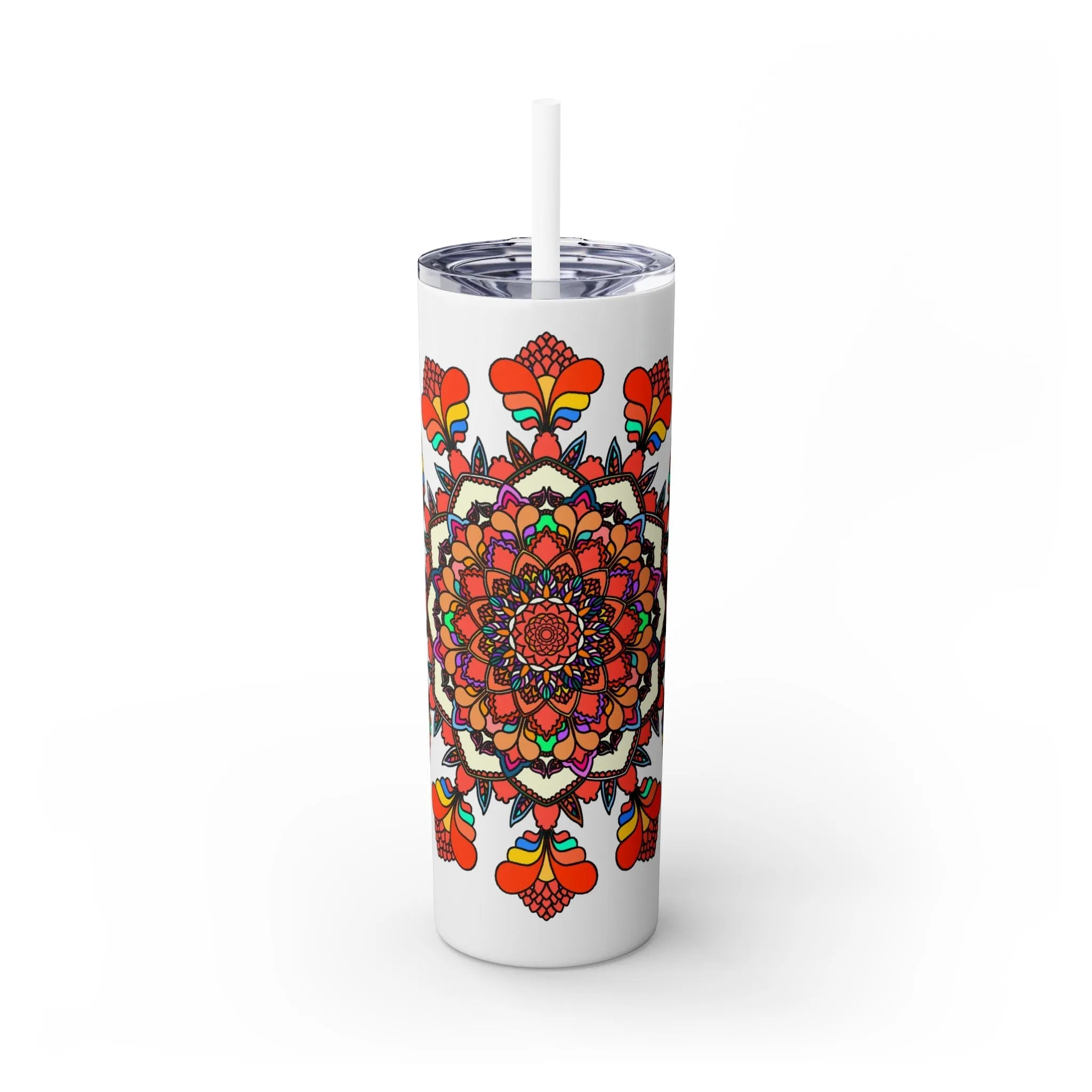 Handmade Mandala Design Skinny Tumbler 20oz - Hot/Cold - BPA-Free