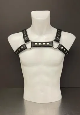 Harness Barbarian - Black Leather with Silver Snaps - Small/Medium