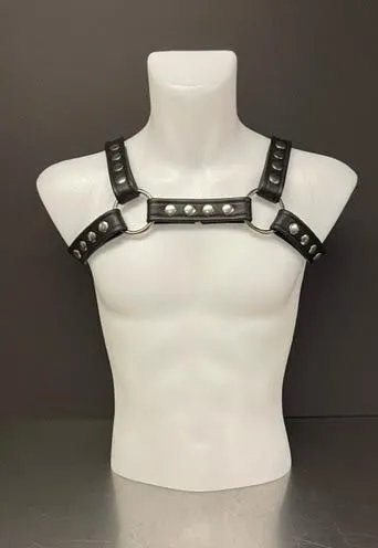 Harness Barbarian - Black Leather with Silver Snaps - Small/Medium