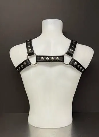 Harness Barbarian - Black Leather with Silver Snaps - Small/Medium