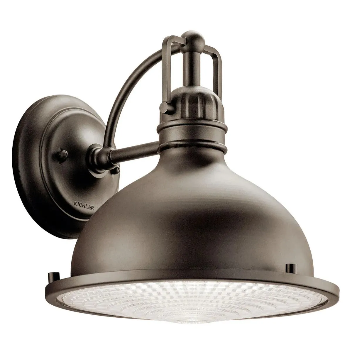 Hatteras Bay 10" Outdoor Wall Light, 1-Light, Clear Fresnel Glass, Metal Dome Shade