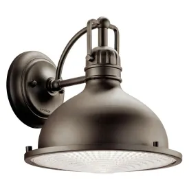 Hatteras Bay 10" Outdoor Wall Light, 1-Light, Clear Fresnel Glass, Metal Dome Shade
