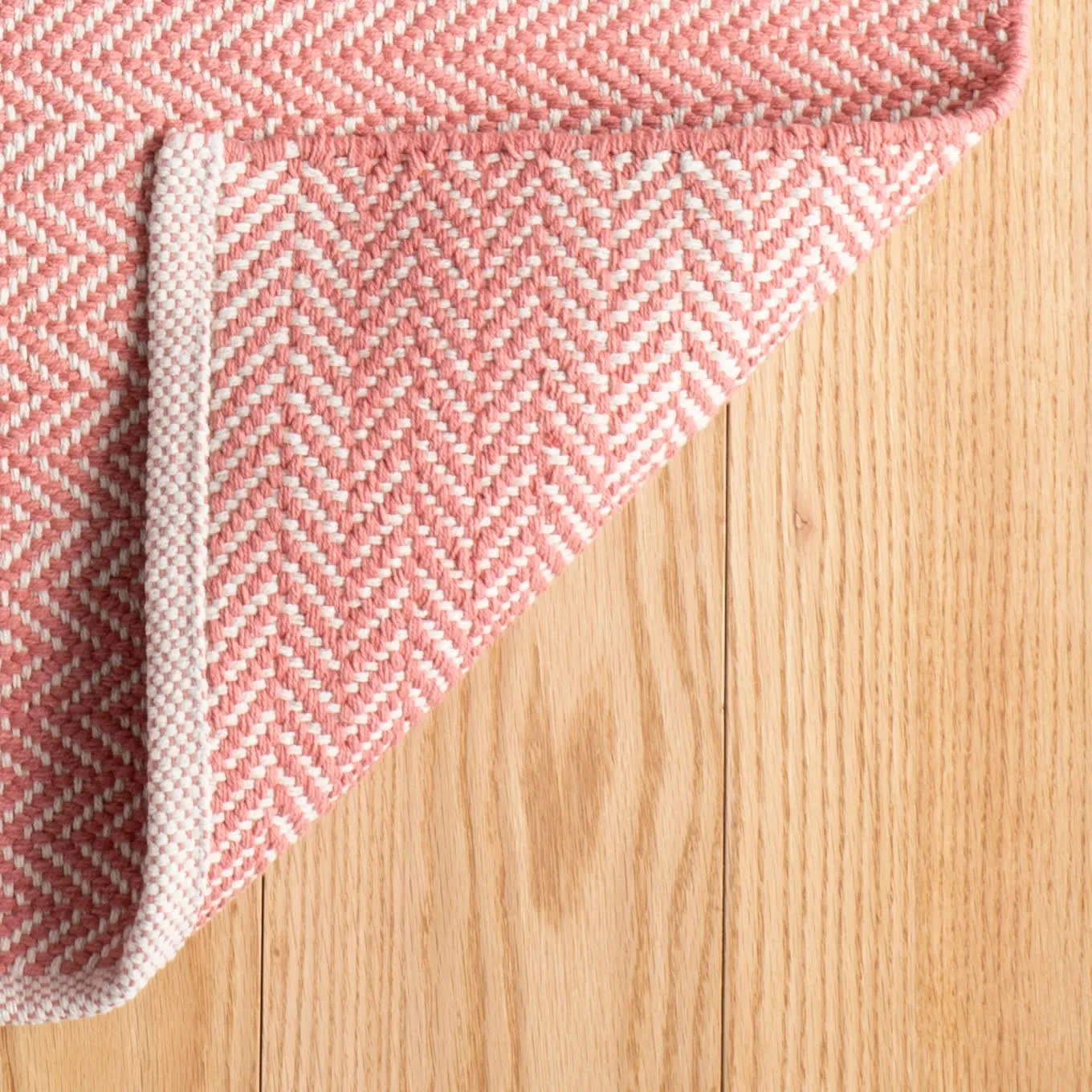 Herringbone Coral Handwoven Cotton Rug Swatch
