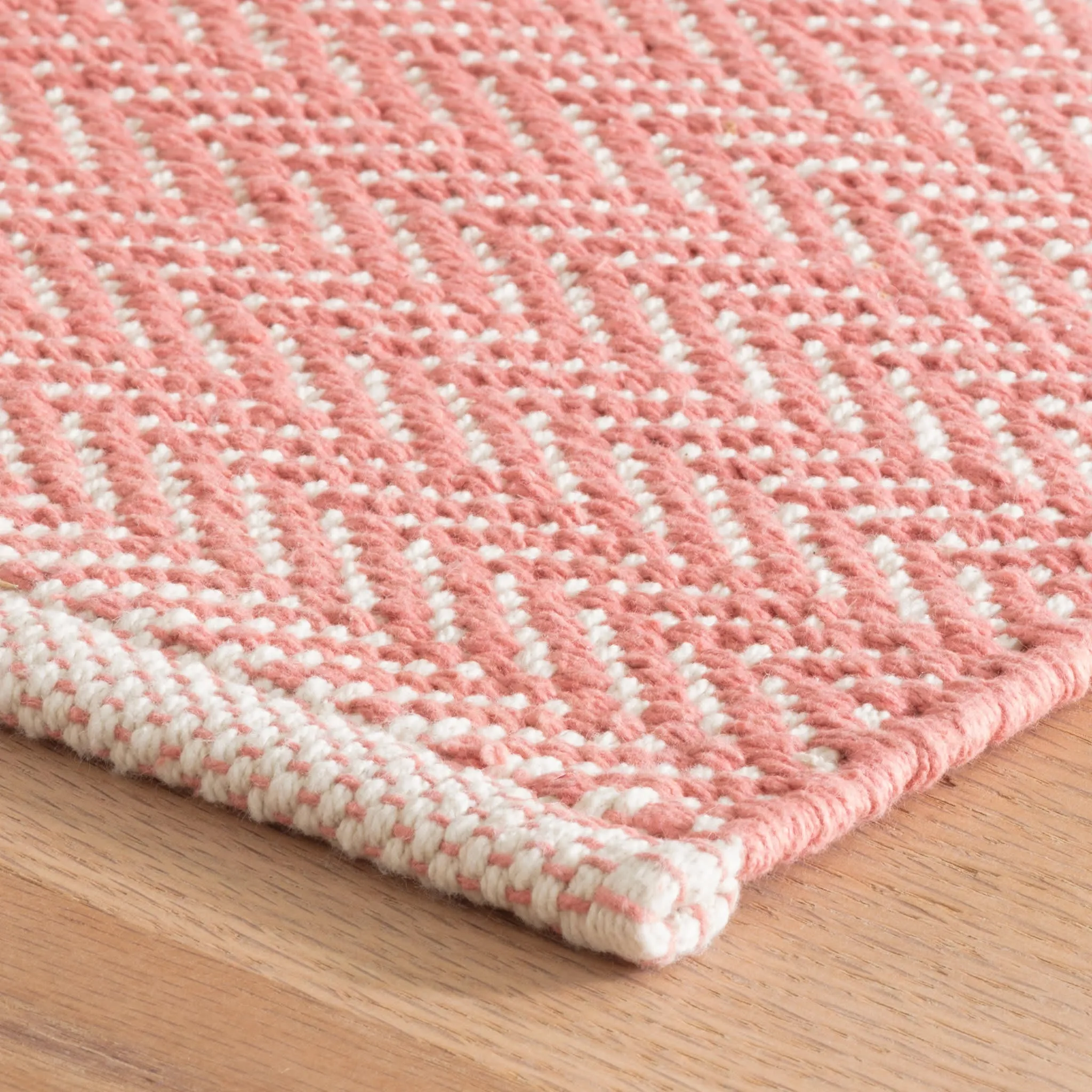 Herringbone Coral Handwoven Cotton Rug Swatch