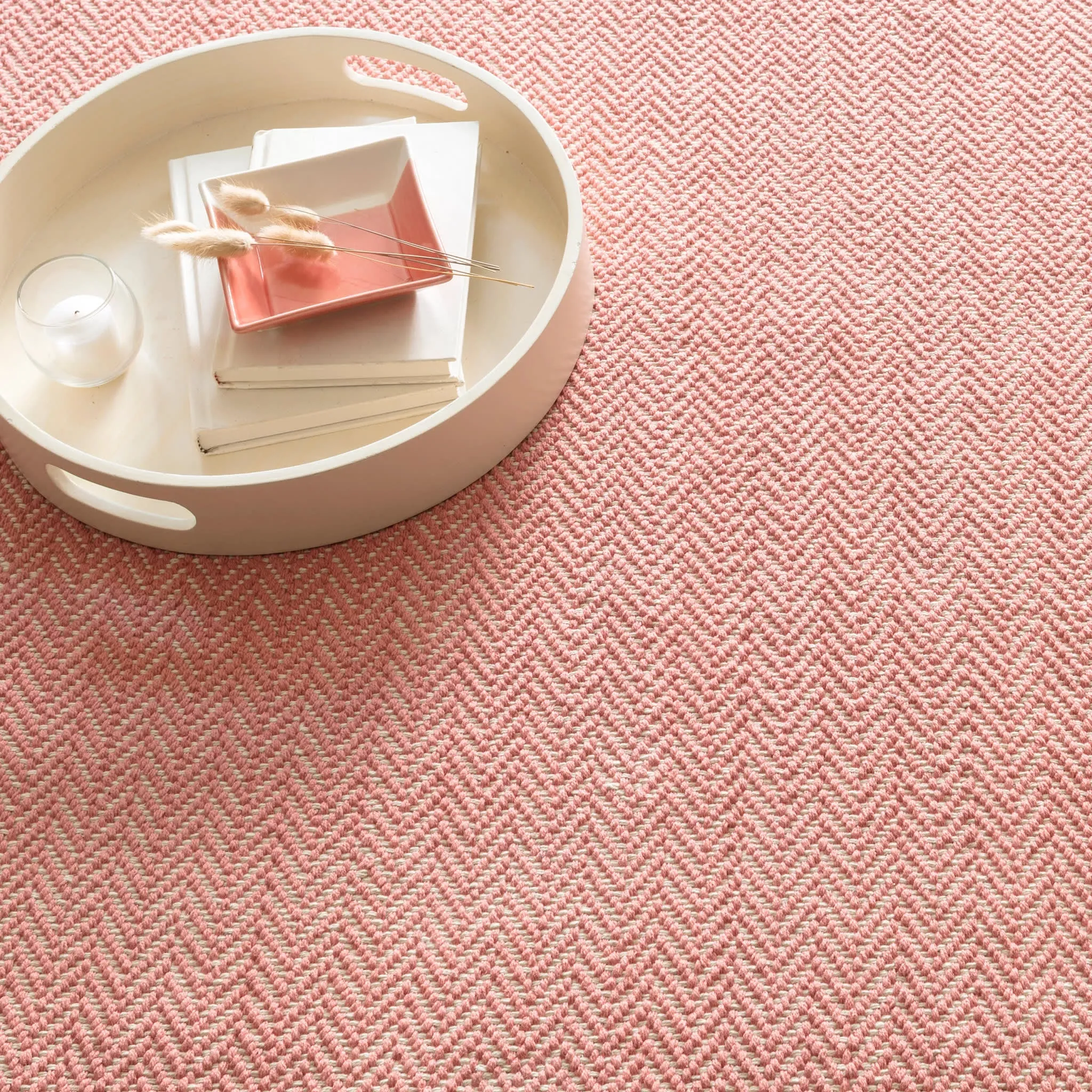 Herringbone Coral Handwoven Cotton Rug Swatch