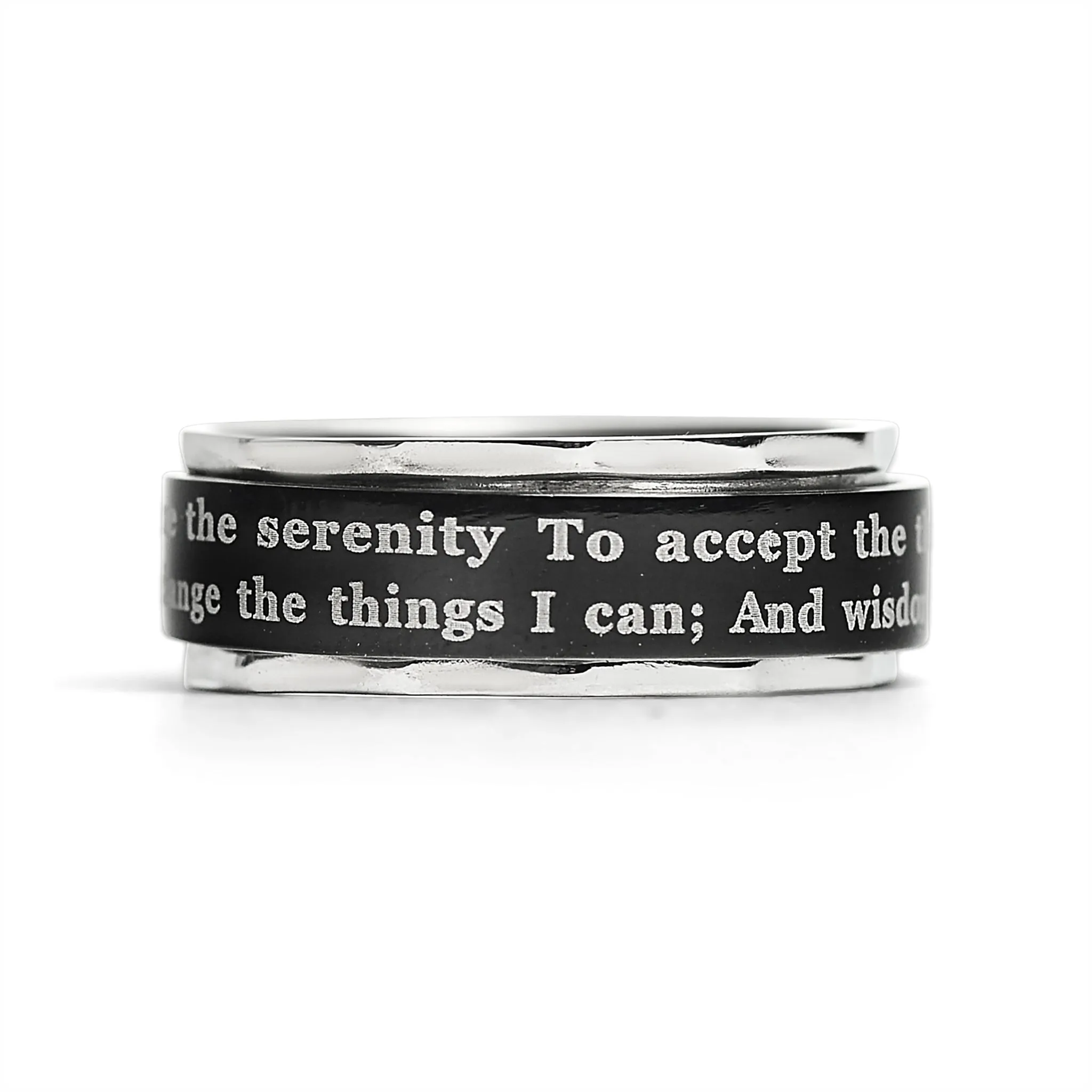 Highly Polished Stainless steel Serenity Prayer Spinner Center Ring / SRJ1008