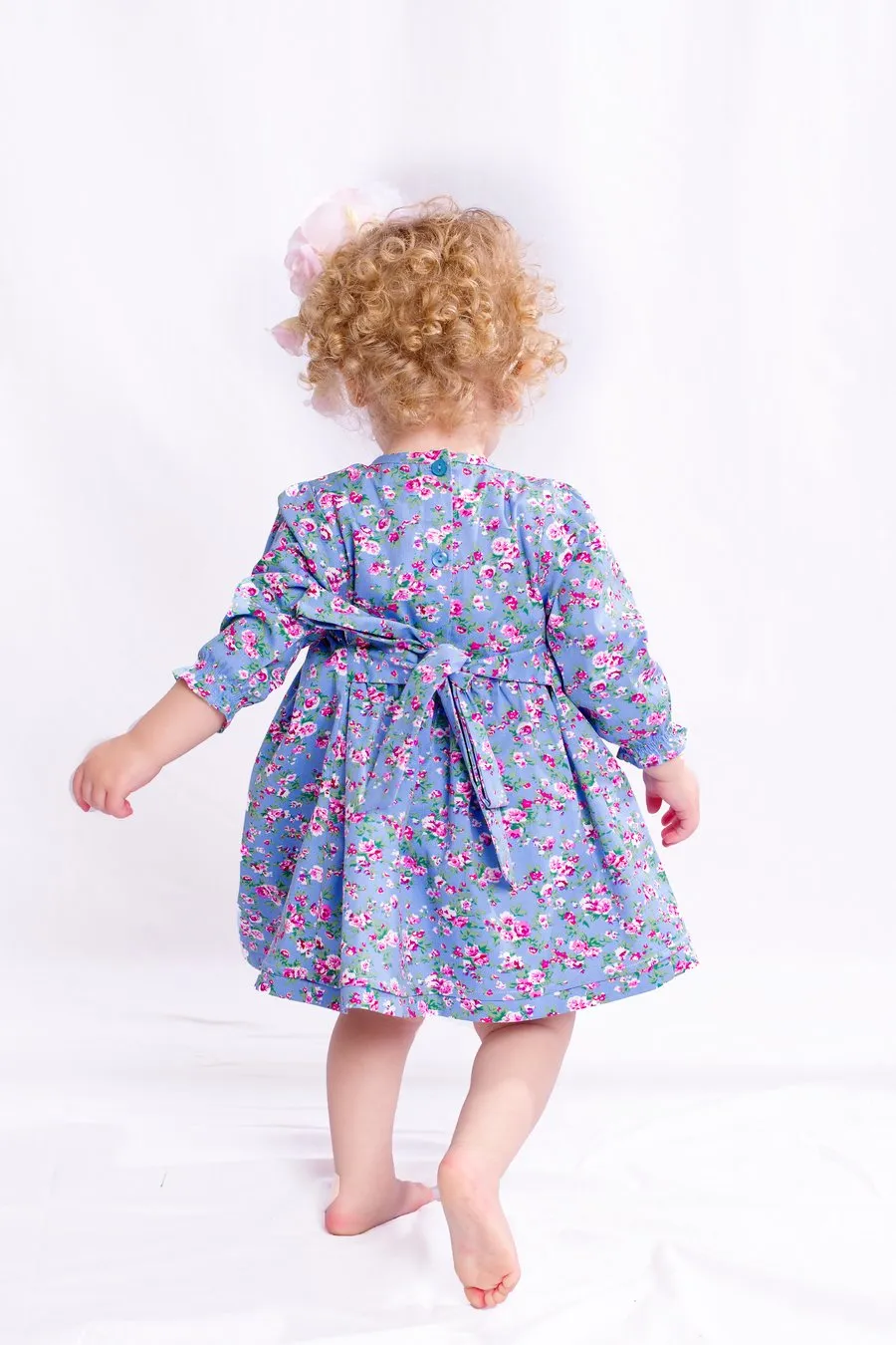 Jacaranda Kids L/S Emma Smocked Dress in Blue Floral